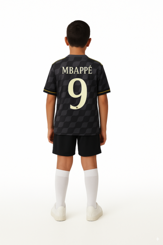 Dres MBappé Real Madrid komplet čierny - Veľkosť: S