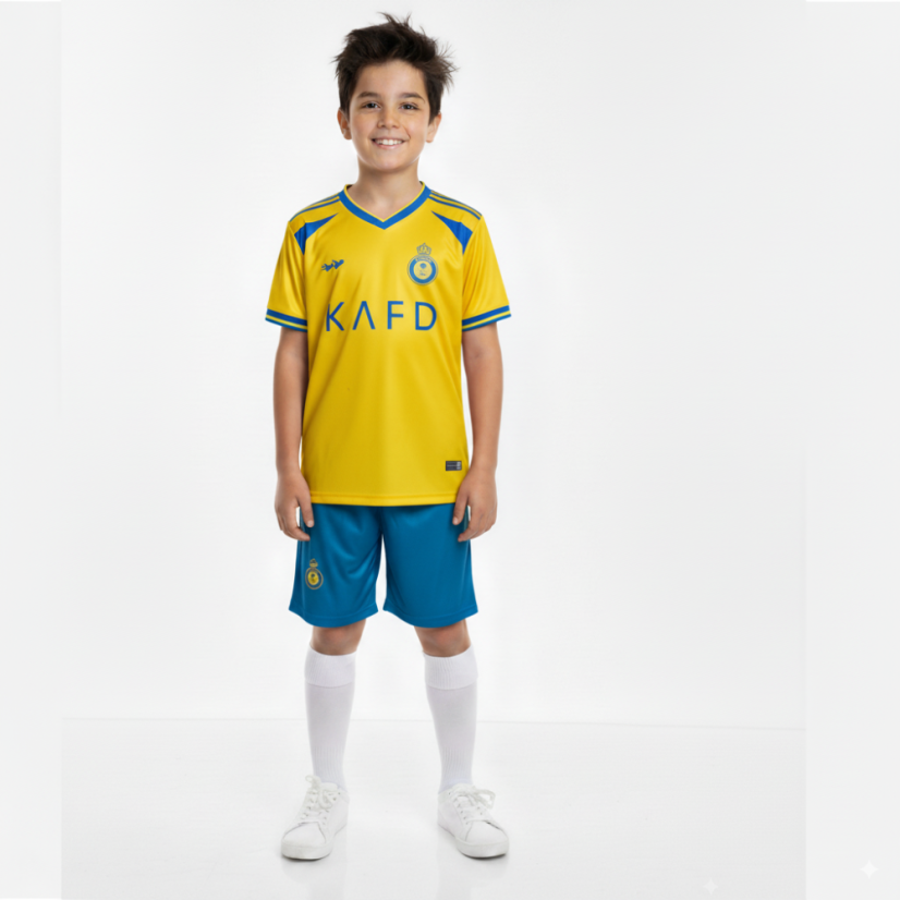 Dres Ronaldo All Nassr komplet žltý - Veľkosť: 158