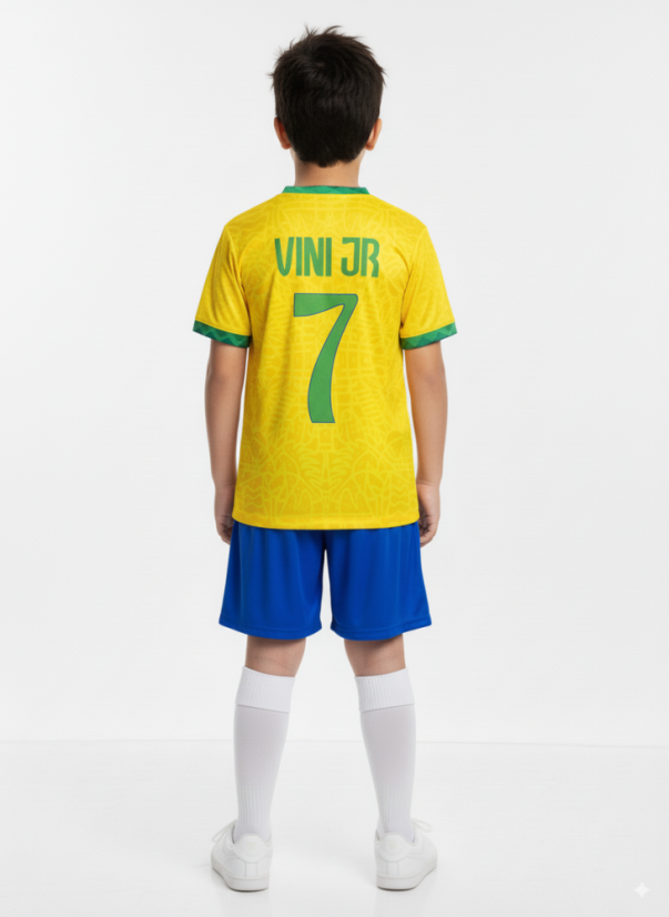 Dres Vinicius Jr. Brazil komplet žltý - Veľkosť: 152, material: 100% Polyester, Farba: Žltá