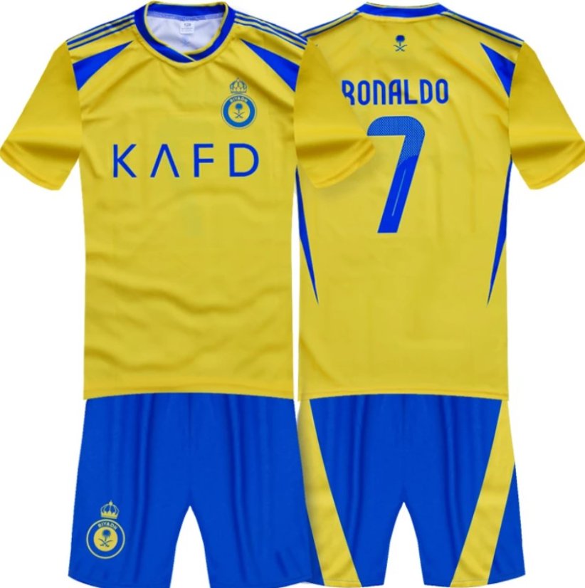 Dres Ronaldo All Nassr komplet žltý - Veľkosť: 158