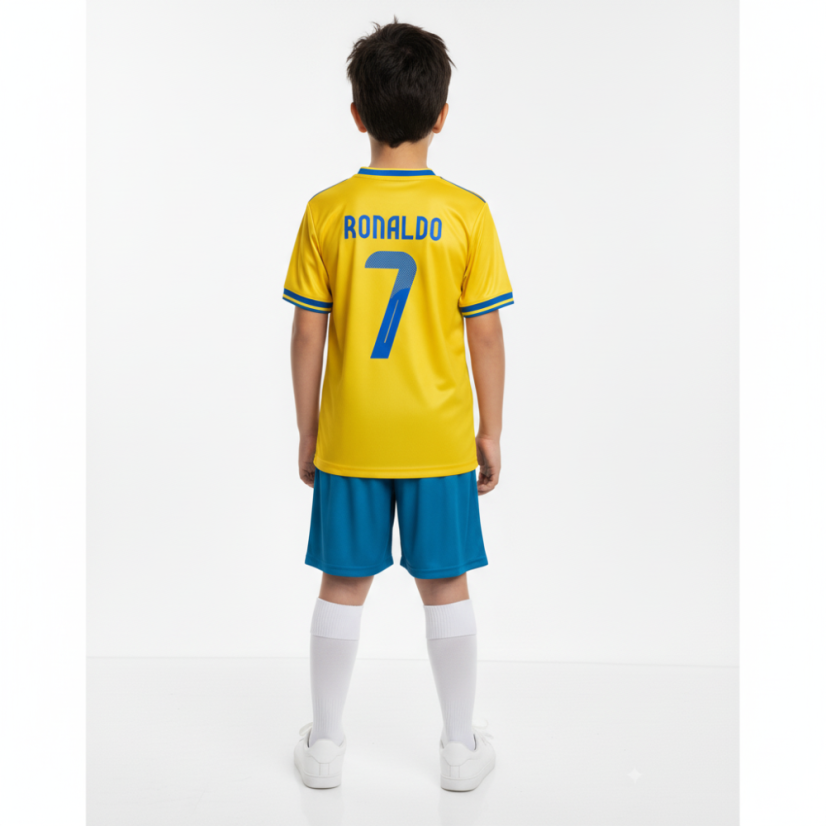 Dres Ronaldo All Nassr komplet žltý - Veľkosť: 158